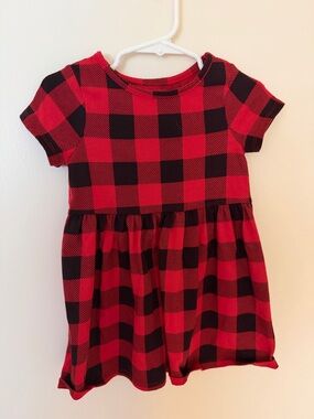Cat & Jack Red and Black Buffalo Plaid Short Sleeve Dress